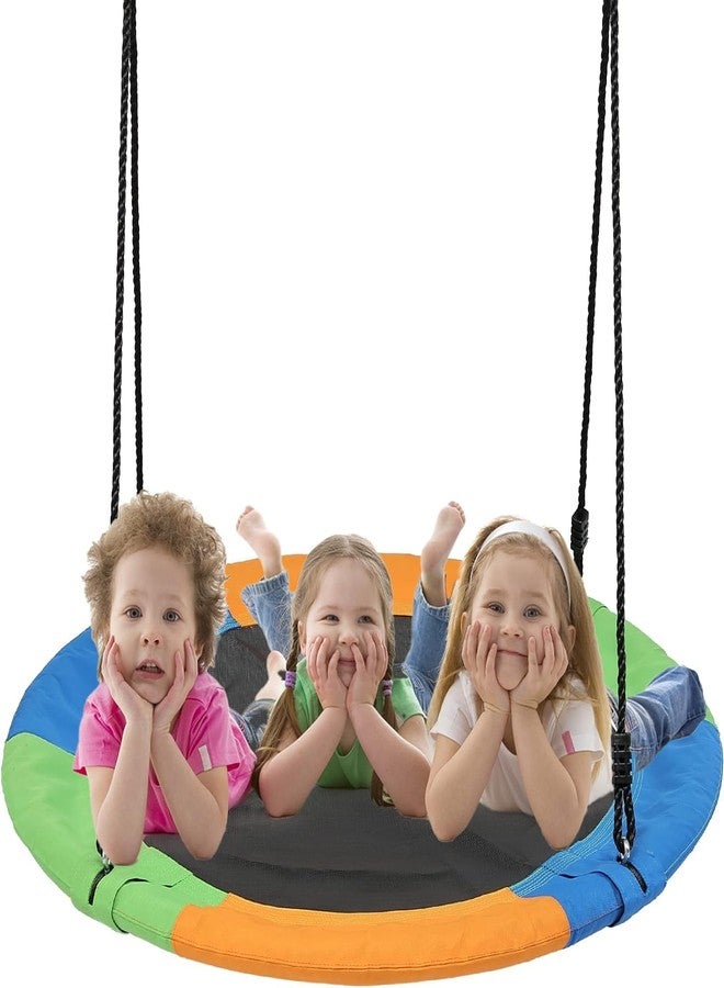 Matiko 40 Inch Saucer Tree Swing for Kids, Outdoor Round Swing with Hanging Straps & Adjustable Ropes, Easy Assembly - Image 2